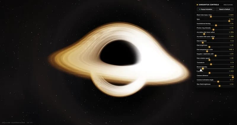 Cinematic Gargantua black hole result preview
