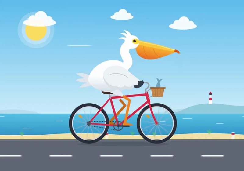 A pelican riding a bicycle result preview
