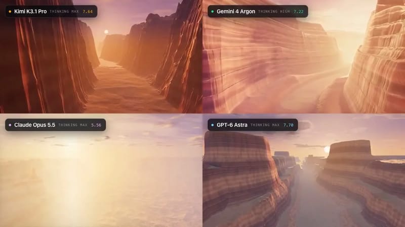Raymarched Sunset Canyon: Four Models result preview