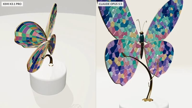 Stained-Glass Butterfly: Kimi vs Opus result preview