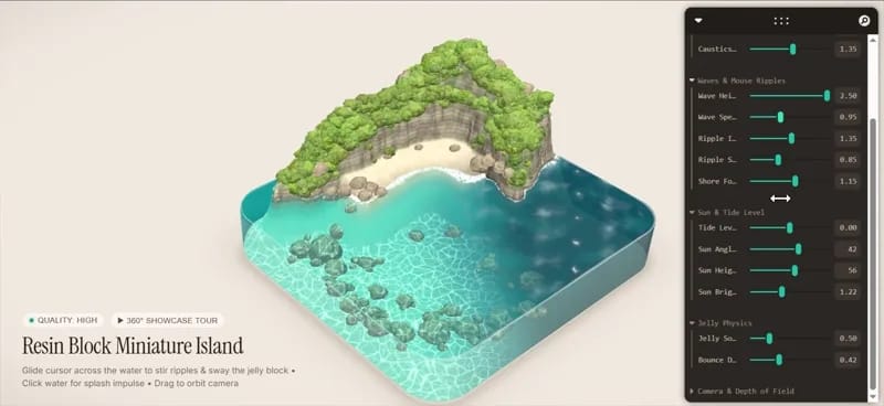 Resin block miniature island result preview