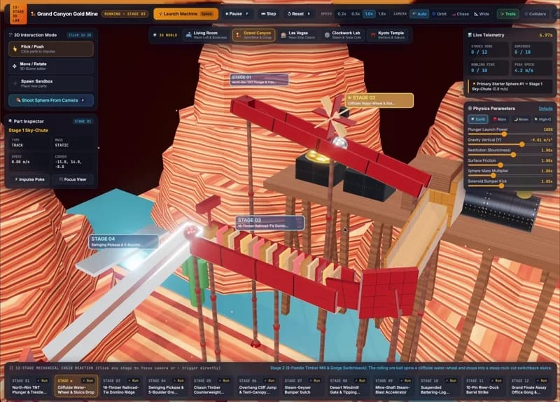 3D Rube Goldberg Machine result preview