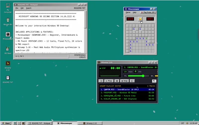 Windows 98 Retro UI result preview