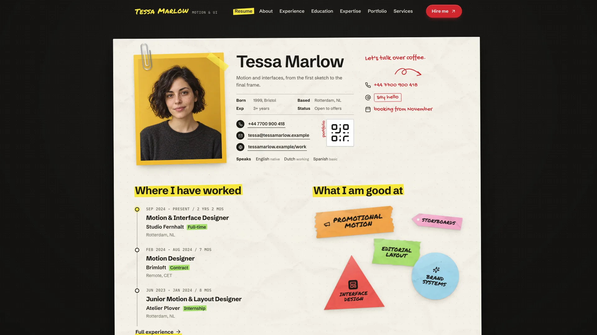 Paper-Texture Resume Site result preview