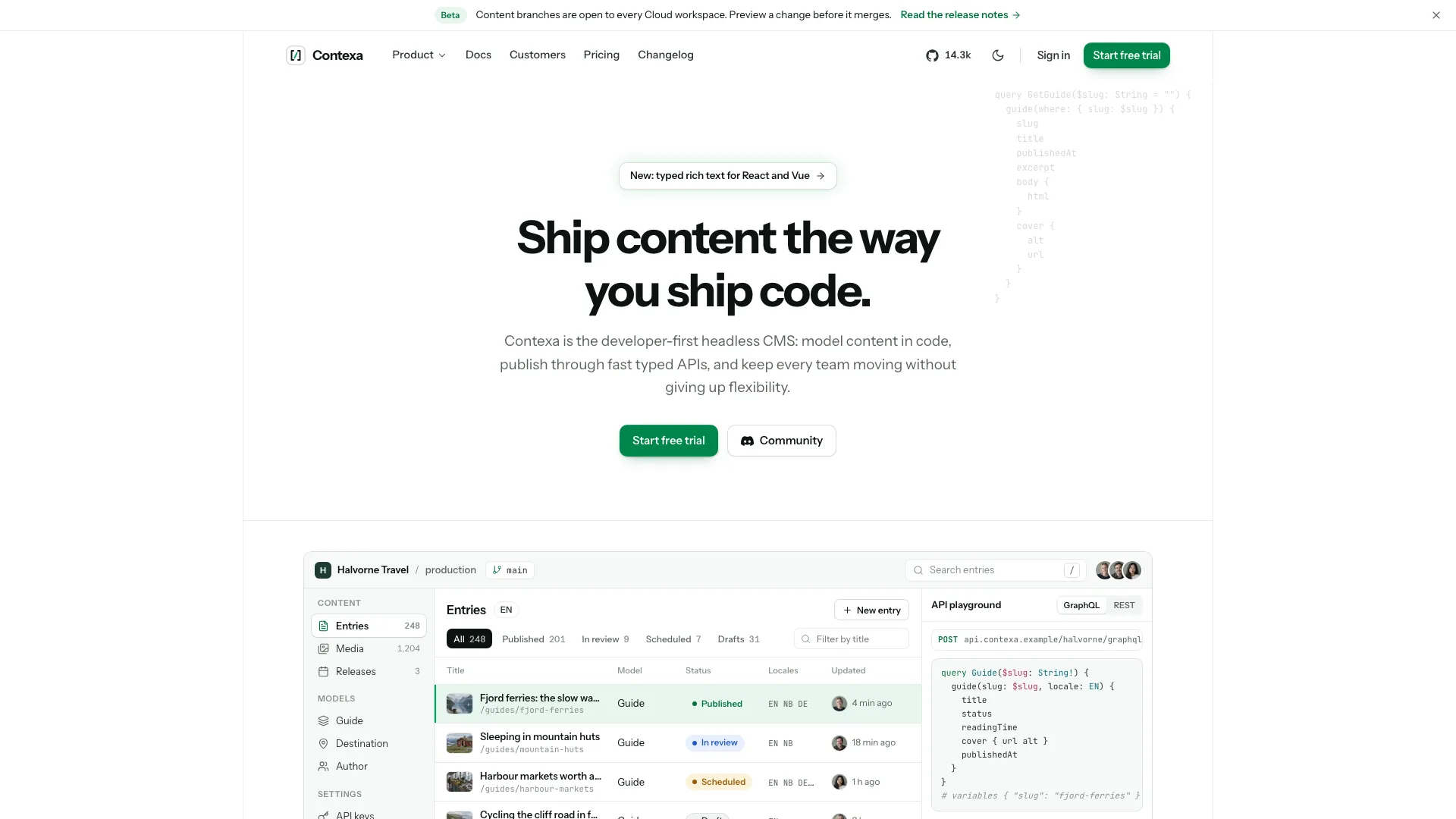 Contexa CMS Landing result preview
