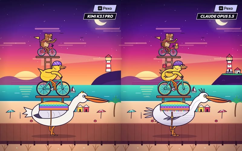 Three Animals Stacked on Bikes: Kimi vs Opus result preview