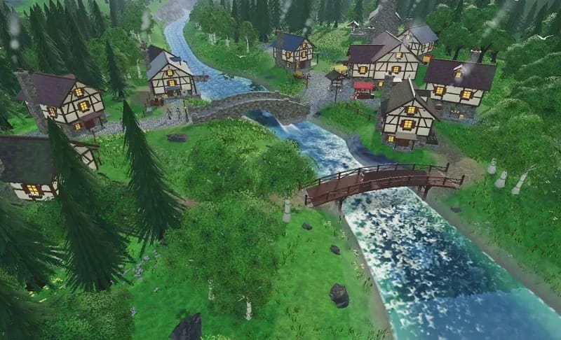 Procedural Three.js Alpine Town result preview