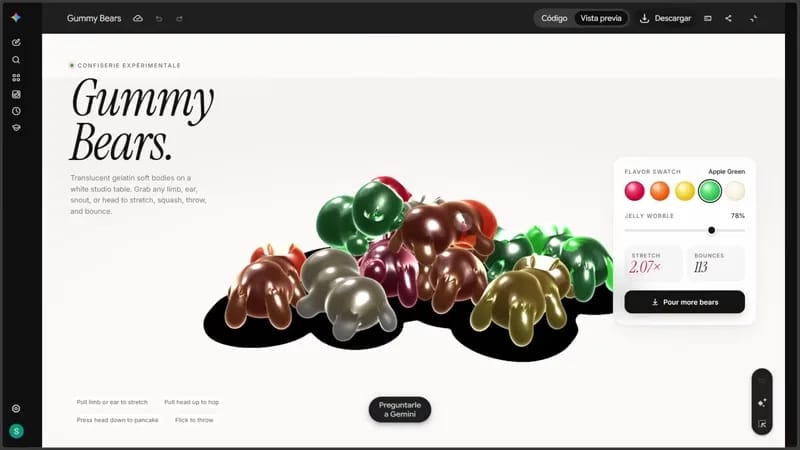 Interactive gummy bears result preview