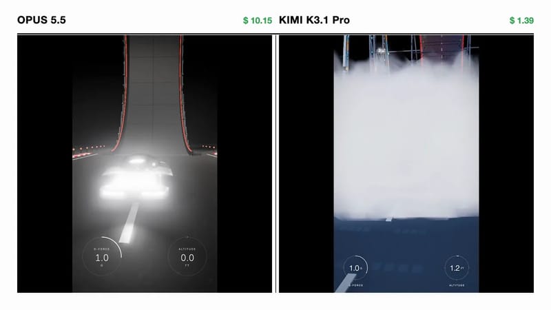 Roadster Launch Animation: Kimi vs Opus result preview