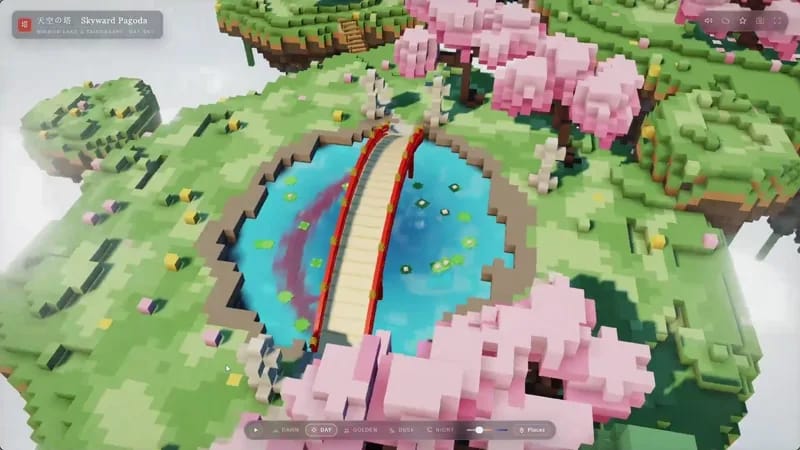 Floating islands and voxel pagoda result preview