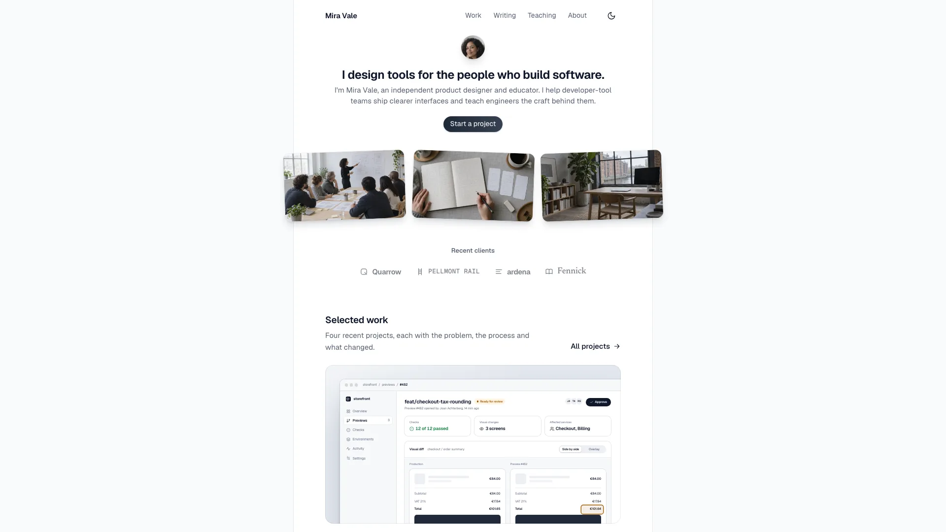 Editorial Dev Portfolio result preview
