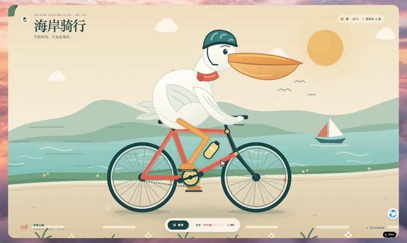 SVG Pelican on a Bike: Max Mode result preview