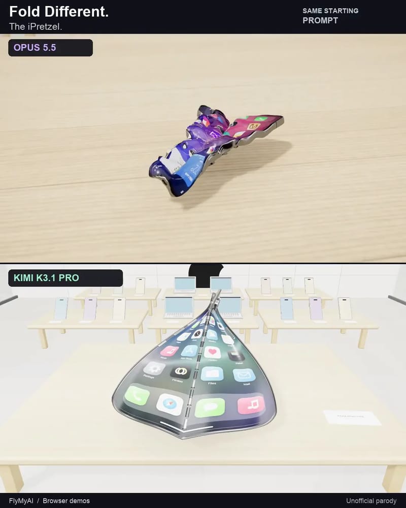Foldable Phone: Kimi vs Opus result preview