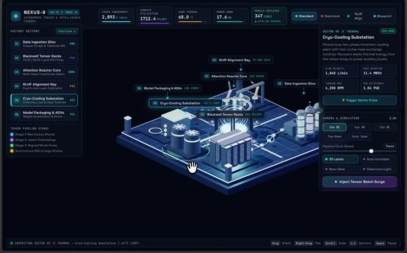 Isometric AI factory result preview
