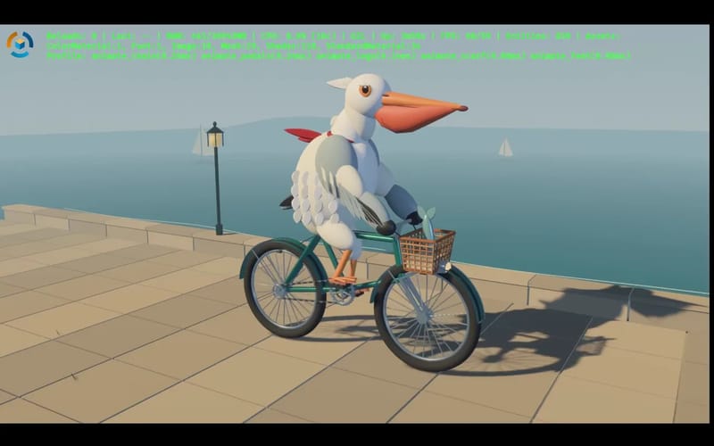 High-Fidelity Pelican on a Bicycle result preview