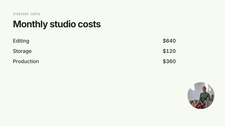 CreatorMotion · Cost Ledger Total result preview