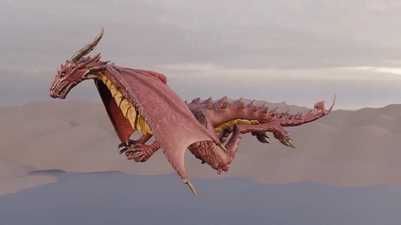 Flying dragon with Tripo and Blender result preview
