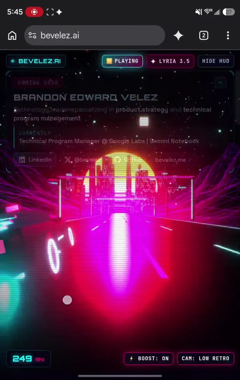 Outrun website result preview