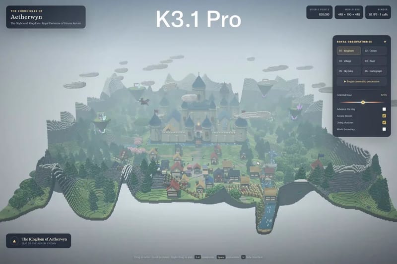 Voxel Kingdom: Kimi vs Gemini 4 Carbon result preview